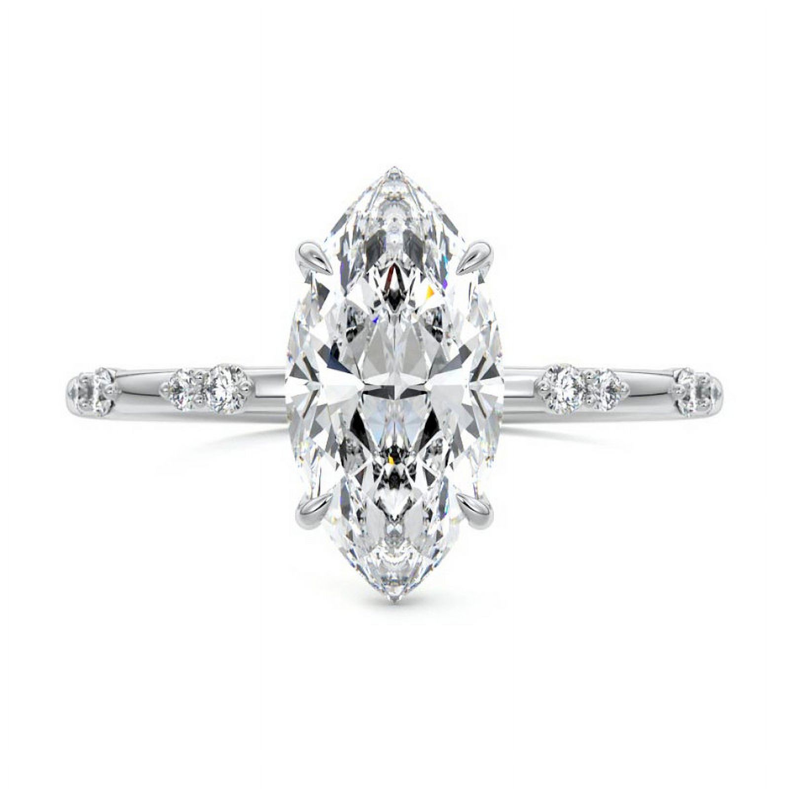 Ethan Jewel Silver 14k White Gold Over Rings - Marquise Cut Excellent 2.2 Ct Diamond Ring For Her - Surprise Diamond Ring - Solitaire with Accent Diamond Ring for Women's - Promise Diamond Rings Gift
